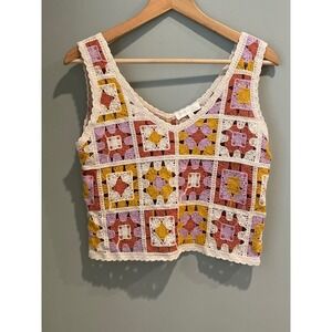 Rebellion Crochet Cropped Tank Top Size XS